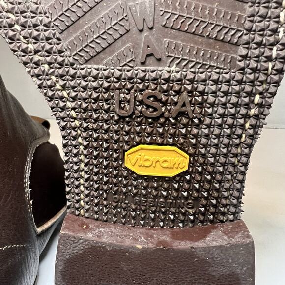 Chippewa Chelsea Boots Men’s Size 9D Brown Leather Vibrant Sole Cowboy Workwear - Picture 8 of 12